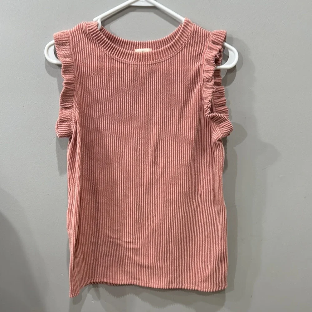 Pink Ruffled Sleeveless Top